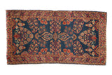 Antique hand-knotted Mohajeran Sarouk runner, uncommon cobalt blue field with vibrant florals, 2'9