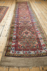 Low angle perspective showing the impressive length and design of a traditional Persian Serab runner.
