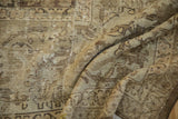 Close-up of the distressed vintage Mahal carpet showing worn pile, foundation, and soft tones.