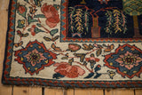 Baktiari runner corner: beige border with madder red roses and navy weeping willows.