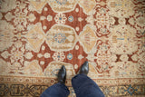 Vintage Bibikabad rug with fine weave, abrashes, and copper-beige germinating blossoms.
