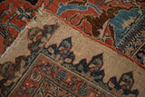 Detail of the woven foundation and restored side cord on an antique Halvaie Bijar carpet corner.