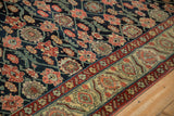 Antique Northwest Persian runner border showcasing madder root red, dusty teal, and beige floral motifs.
