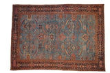 Antique Persian Mahal carpet, abrashed sky blue ground, Herati design, floral border.
