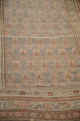 Antique Distressed Bijar runner with dusty silver field, copper boteh, meandering vine borders.