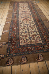 The original camel shaded main border with repeating botehs on an antique Serab runner.