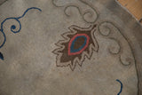 Fetti-Li Art Deco rug detail: peacock palmette, cobalt blue vine on antique ivory.
