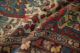 Close-up of the hand-knotted texture and wide color range in a vintage Persian Baktiari rug.