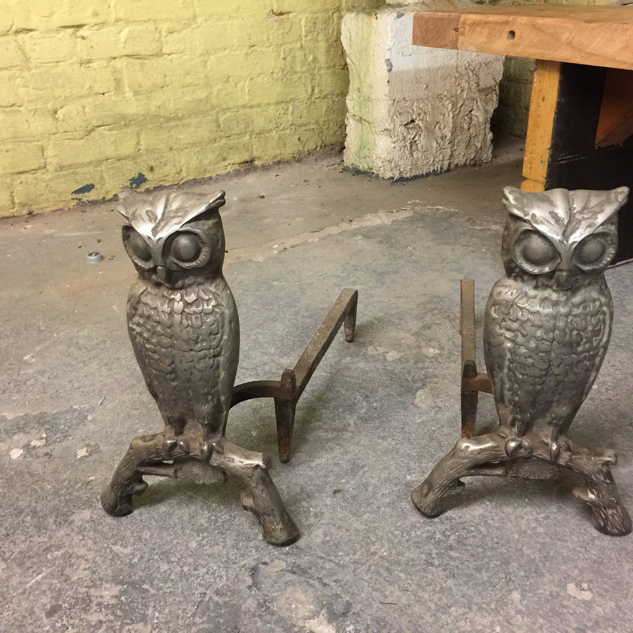 Vintage whimsical owl andirons RH00139 // ONH Item RH00139