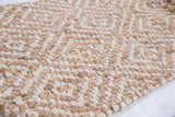 Textured diamond pattern woven from natural undyed and tan dyed jute.