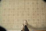 Traditional vintage Sivas rug, allover interlaced palmette design in soft gold, ivory, gray.