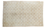 Vintage Oushak carpet with repeating floral, tone-on-tone beige, greige, ivory, silver, 6x9.