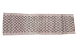 Vintage Tulu runner with tone-on-tone checkerboard pattern in earthy silver, beige, charcoal.