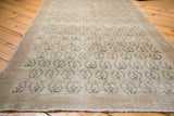 Vintage Oushak runner with allover pattern in tone-on-tone beige and faded blue.