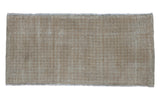 Vintage Oushak runner, allover harlequin diamond design, tone-on-tone beige silver ivory, 2'2