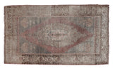 Vintage Oushak rug, stepped medallion, subtle mauve and grey abrashes, 4'6