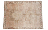 Vintage Oushak carpet with high sheen, large geometric beige and soft bronze motifs, 8'3