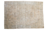 Distressed Oushak carpet with airy light beige and muted blue faded pattern, 7' x 10'1