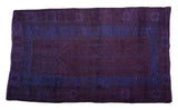 Bold overdyed Oushak rug in deep violet purple and royal blue, 3'6