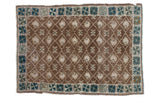 Mid-20th century Vintage Oushak rug, allover lattice motif in soft brown, cream, teal, 3'8