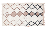 Vintage Moroccan rug, unique ivory, grey, charcoal black lattice design, 4'2