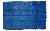 Vibrant deep blue vintage Moroccan carpet with red lattice motif, 6'6