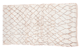 Plush vintage Moroccan runner, pale ivory with apricot and grey geometric diamonds, 4'11