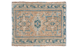 Vintage Persian Karaja rug, triple medallion and meandering border, soft earthy and blue.