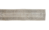 Vintage Oushak runner rug in ivory and charcoal brown with meandering leaf borders, 2'6