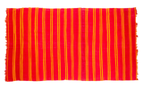 Vintage Moroccan Kilim rug with vibrant red and yellow vertical stripes, 6'5