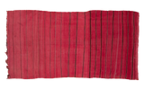 Cranberry red vintage Moroccan Kilim rug runner with dark vertical stripes, 5'2