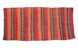 Vintage Kilim runner with alternating orange, red, and charcoal geometric stripes, 4'1