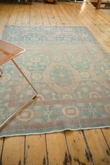 New Egyptian Khotan rug, aqua seafoam green, muted blush patterns, subtle abrash.