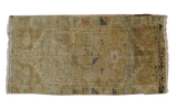 Vintage Oushak runner with subtle medallion, gold, beige, and ink blue abrashes, 1'7