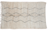 Vintage Beni Ourain Moroccan rug, ivory shag pile, zig zag diamond pattern, 5'9