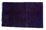 Vintage Overdyed Hamadan rug in rich violet purple with subtle tone-on-tone pattern, 5x8.