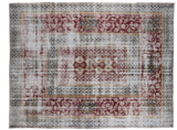 Distressed Oushak carpet with faded burgundy, muted blue-green and wide floral borders, 10'3