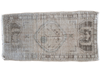 Distressed vintage Oushak rug with pale dusty rose and charcoal germinating flower design, 2'8
