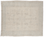 Distressed Oushak carpet with pale silver field and faded earth tones, 6'3