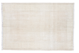 Distressed vintage Oushak rug, faded rose ivory white shade, worn texture, 4'3