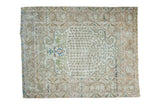 Vintage Turkish Sivas rug with central blossoming tree, thousand flowers, soft ivory, rose, blue, 4'8