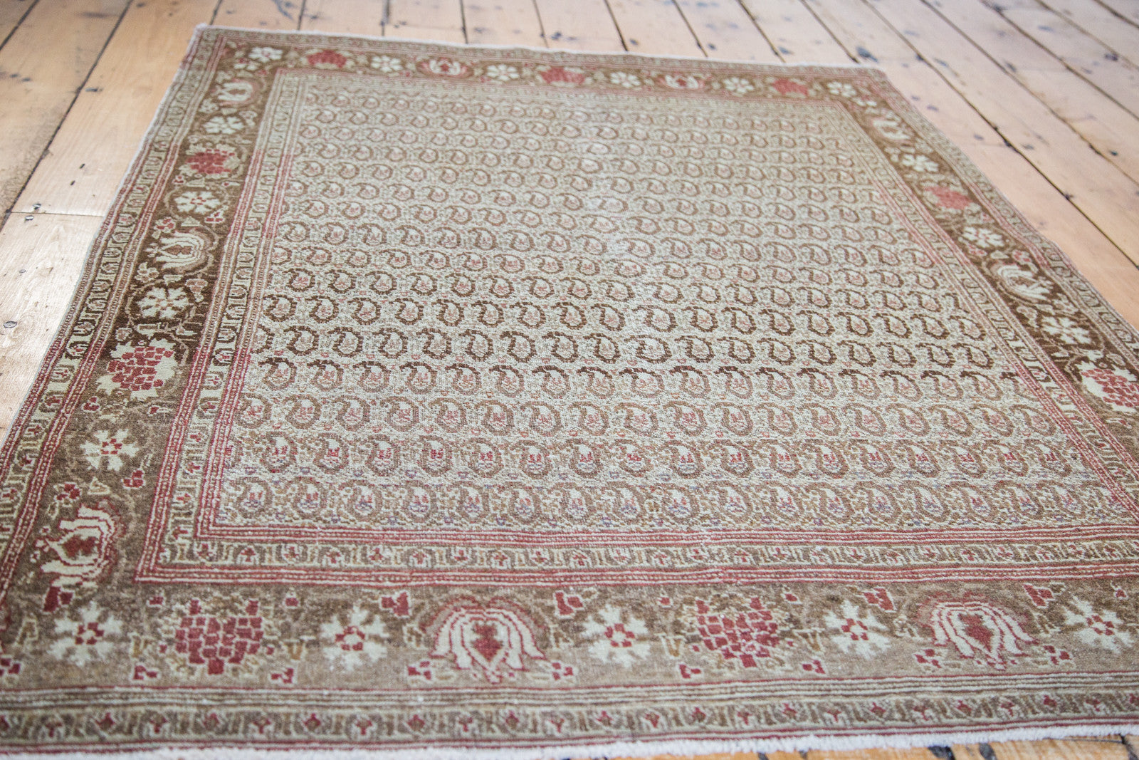 4x5 Antique Tabriz Square Rug // ONH Item ee001507 Image 1