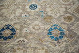 Traditional Malayer rug pile showcasing intricate Herati pattern in aqua, navy, and beige.