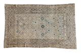 Vintage Persian Malayer rug with intricate allover Herati pattern in silver, beige, aqua, and navy.