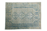 Vintage Persian Afshar carpet, triple medallions, geometric pattern aqua, tan, ivory. 5'1