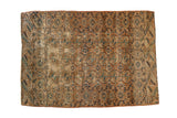 Antique Tekke rug, allover geometric gul pattern, distressed earthy tones and teal. 3'6