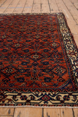 Exquisite ruby and sapphire Herati pattern on the soft wool antique Engelas rug.