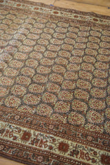 Antique Persian Tabriz rug detail: repeating paisley boteh motifs with delicate germinating flowers.