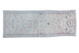 Distressed Oushak runner with pastel lattice pattern on ivory field, 2'4