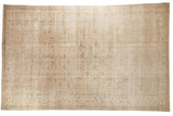 Distressed Oushak carpet with faded ivory, green, and beige allover floral patterns, 6'2